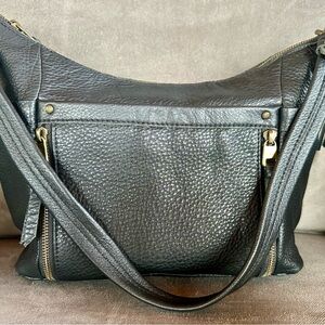 The Sak Black Textured Leather Shoulder Bag